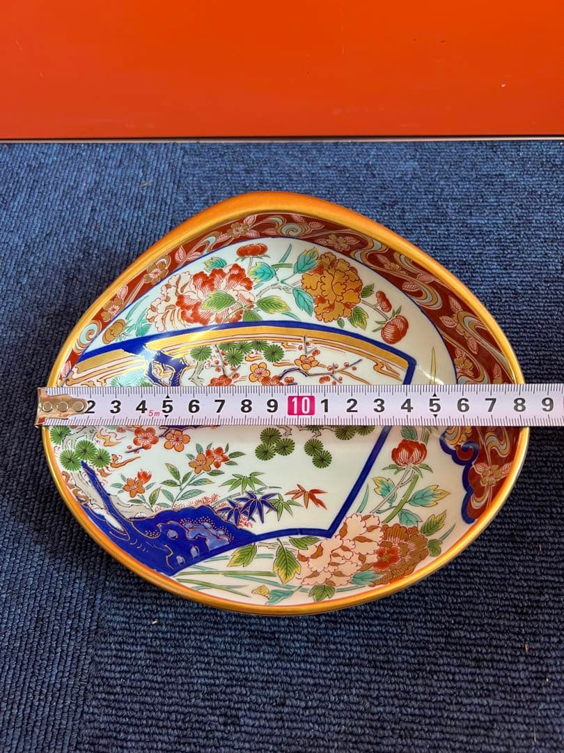 1500 林九郎　貝型皿　松竹梅　金彩　盛皿　未使用