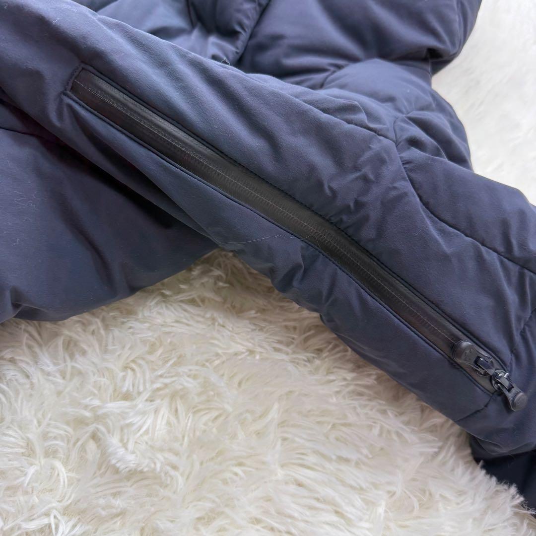 美品　水沢ダウン　デサント　ロングダウンジャケット　ネイビー　ベンチレーション有