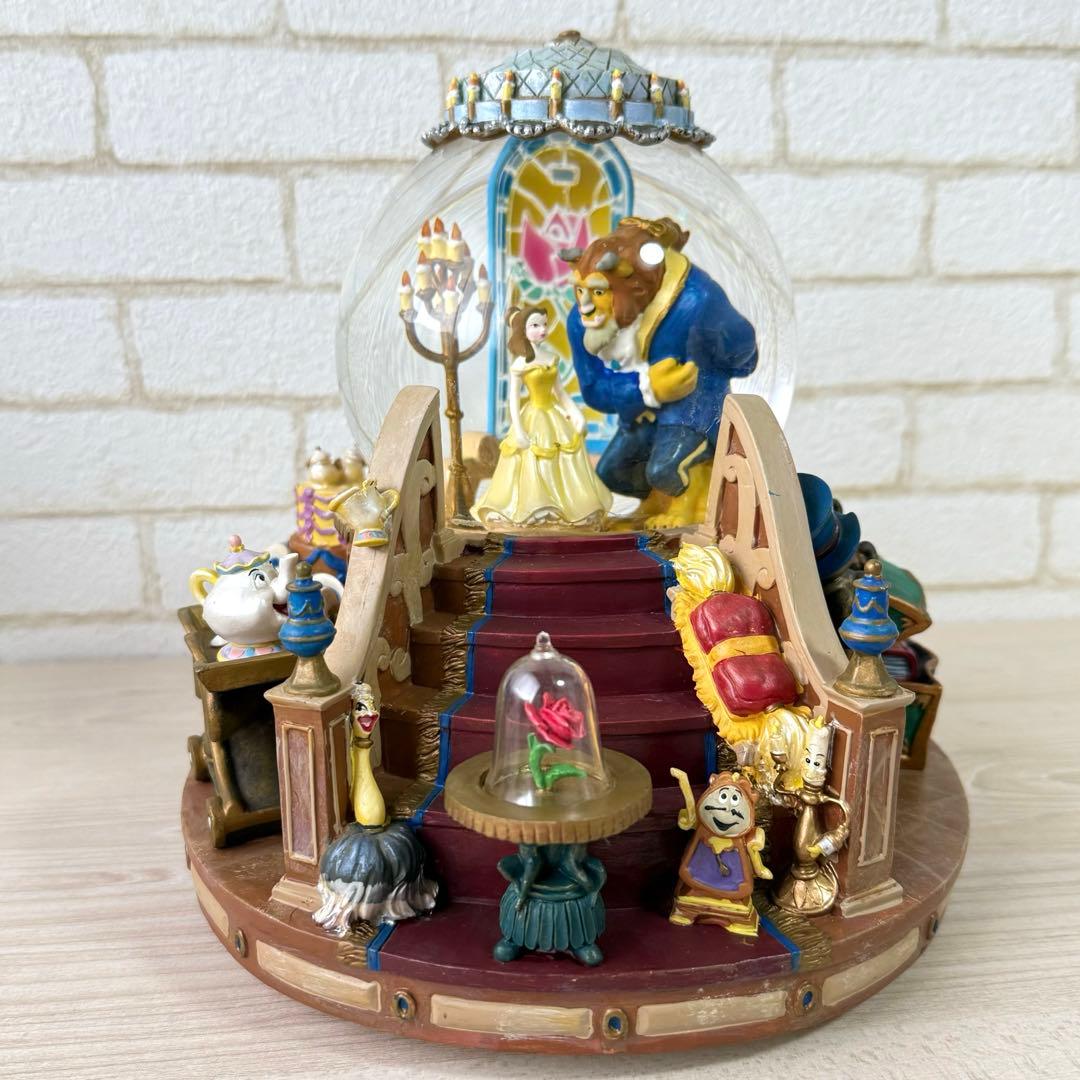 希少 廃盤品★ディズニー 美女と野獣 ライトアップ スノーグローブ スノードーム
