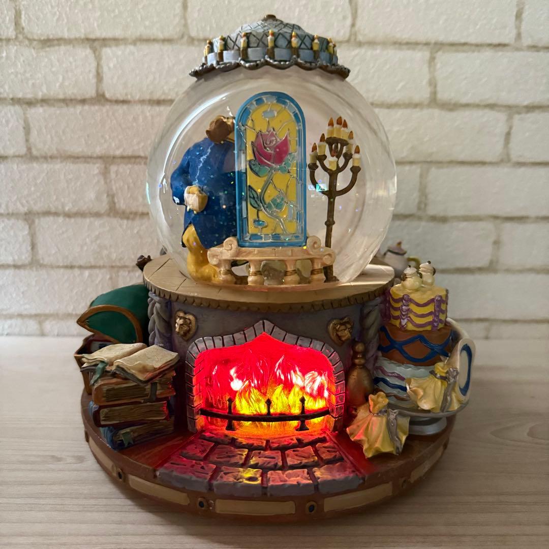 希少 廃盤品★ディズニー 美女と野獣 ライトアップ スノーグローブ スノードーム