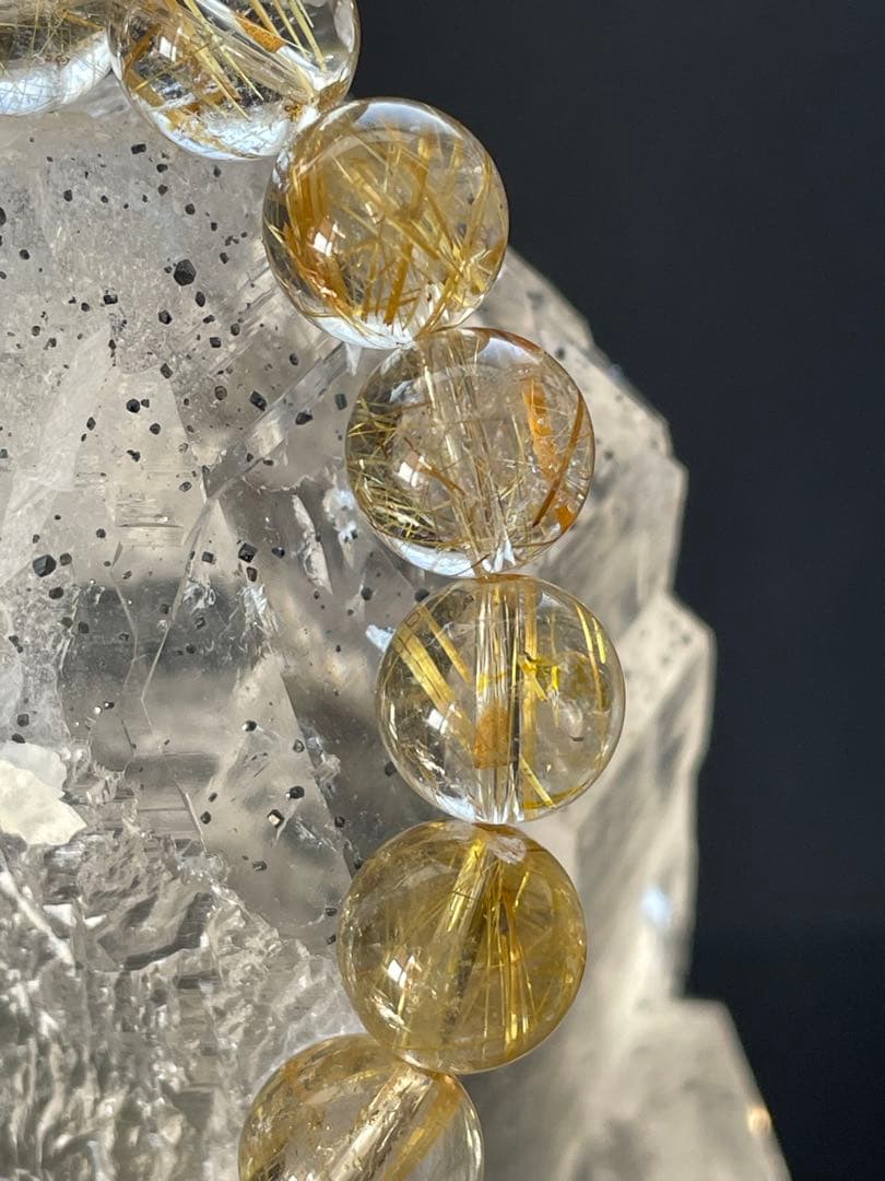 ゴールドルチルクォーツ ブレスレット 約10.8mm 内径17cm 天然石