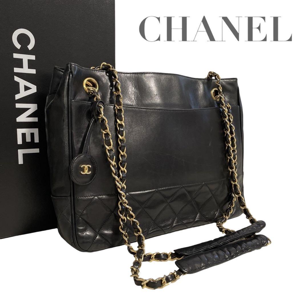 にこ様　シャネル　ラムスキン　セミチェーントートバッグ　ブラック　肩掛け　536