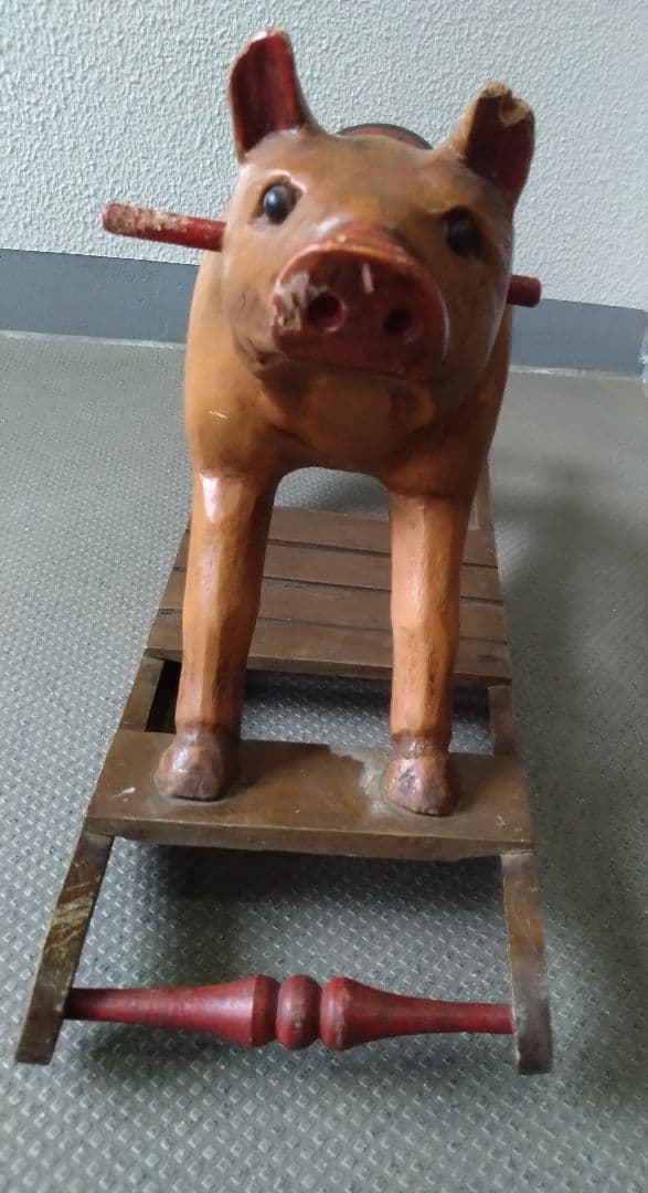 アメリカンアンティーク　1800年代　木馬ならぬ木豚　ロッキンピッグ