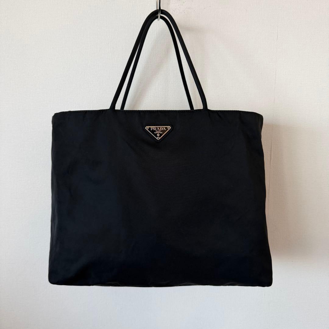 PRADAプラダナイロンショッピングトートバッグ黒タグ有り