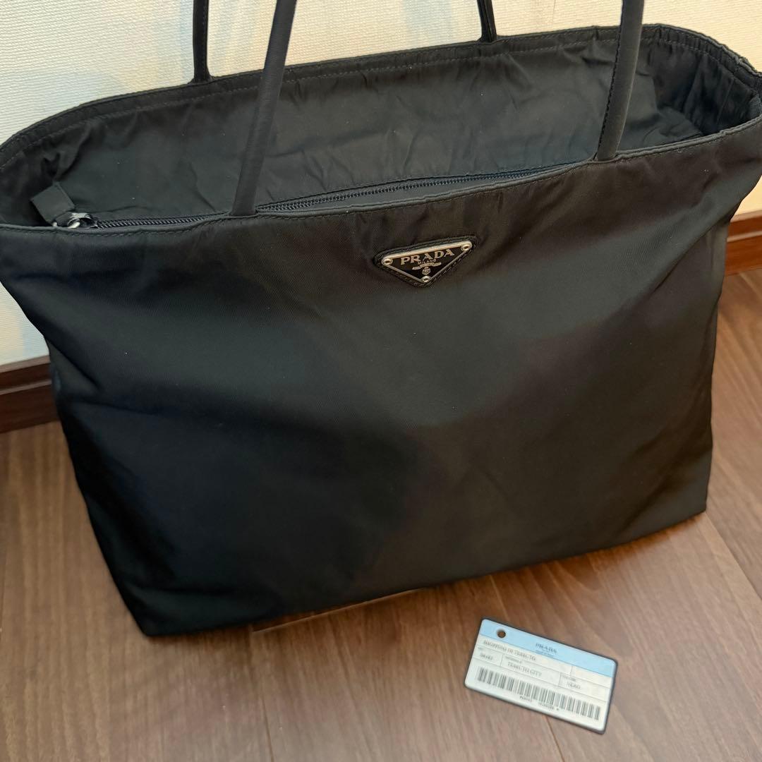 PRADAプラダナイロンショッピングトートバッグ黒タグ有り