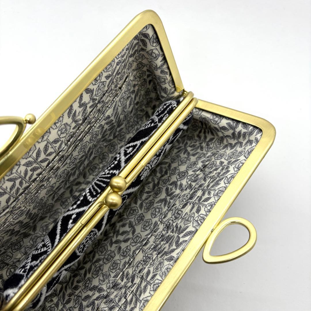 ハンドメイドミナペルホネン 親子長財布がま口symphonyネイビー