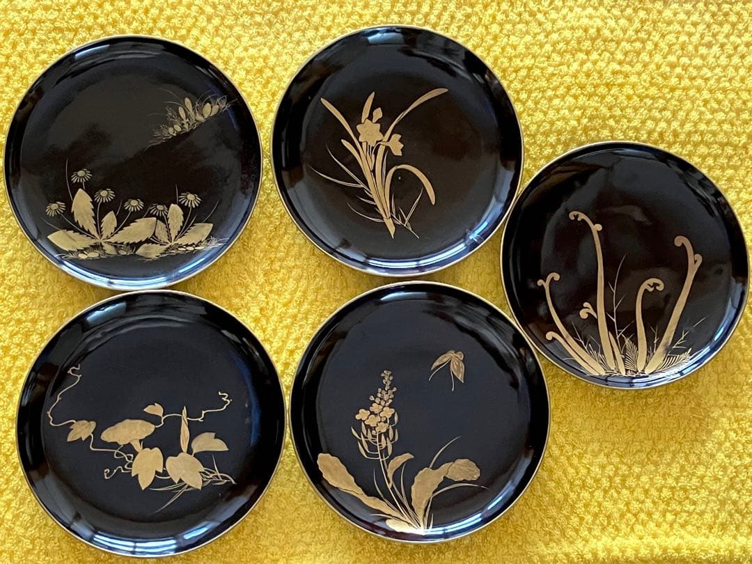 江戸後期 漆器 蒔絵 銘々皿 21枚 アンティーク 骨董 蔵出し 面々盆 茶道具