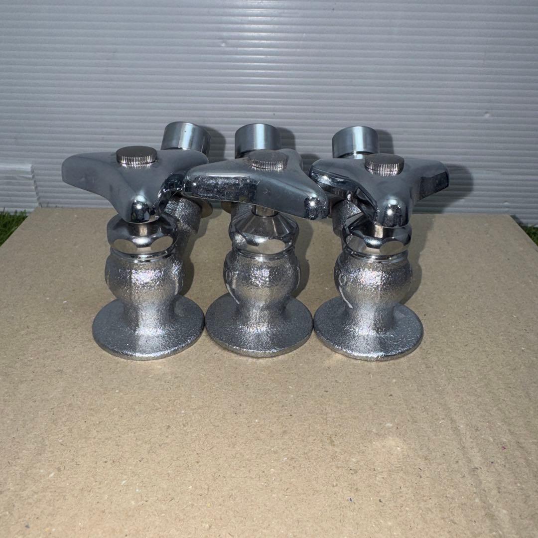 金属製シルバー蛇口 L字型散水用バルブ 3個セット［2261］