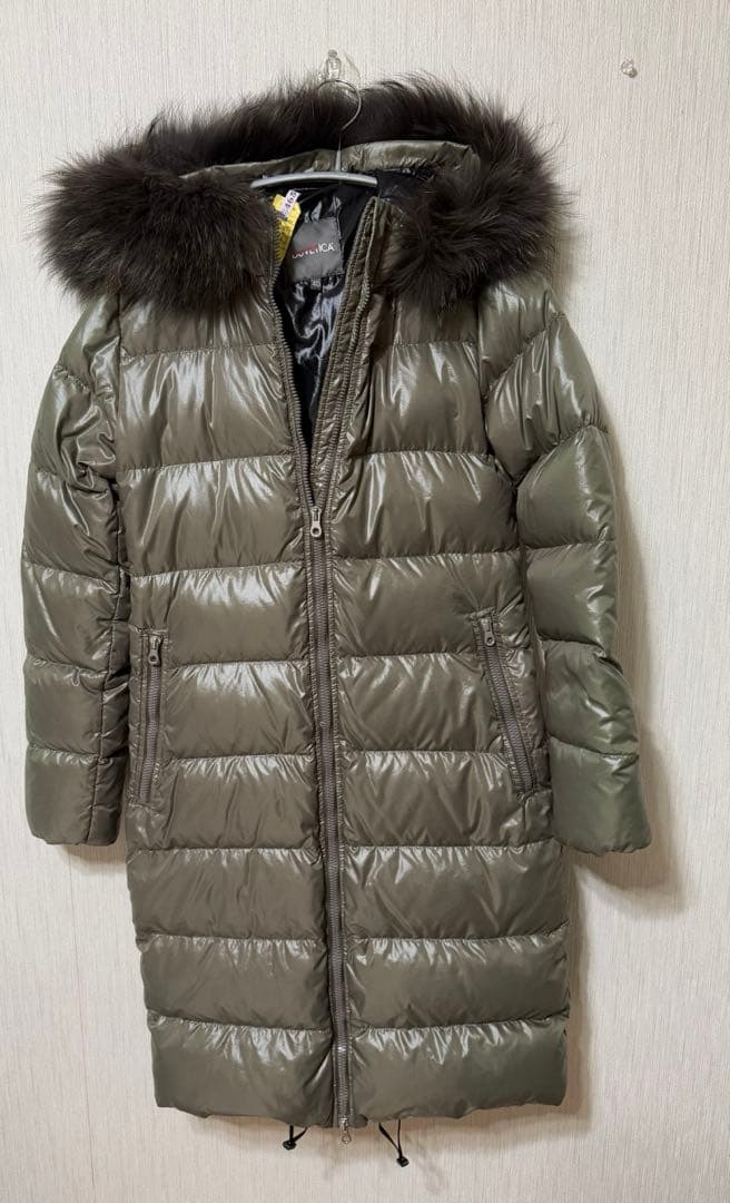 DUVETICA オリーブグリーン ロングコート ダウン　リアルファー付き