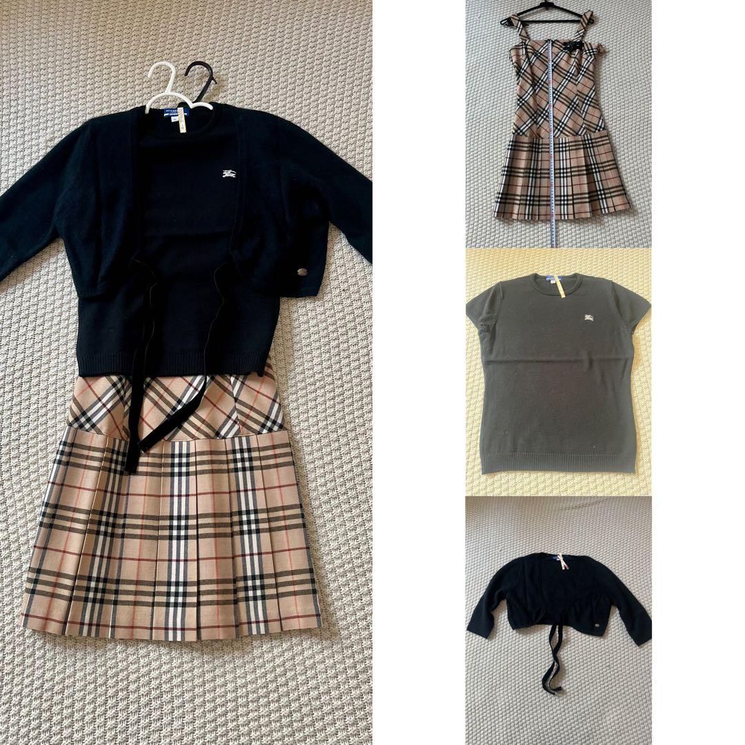 Burberry チェック柄　ワンピース　半袖ニット　カーディガン