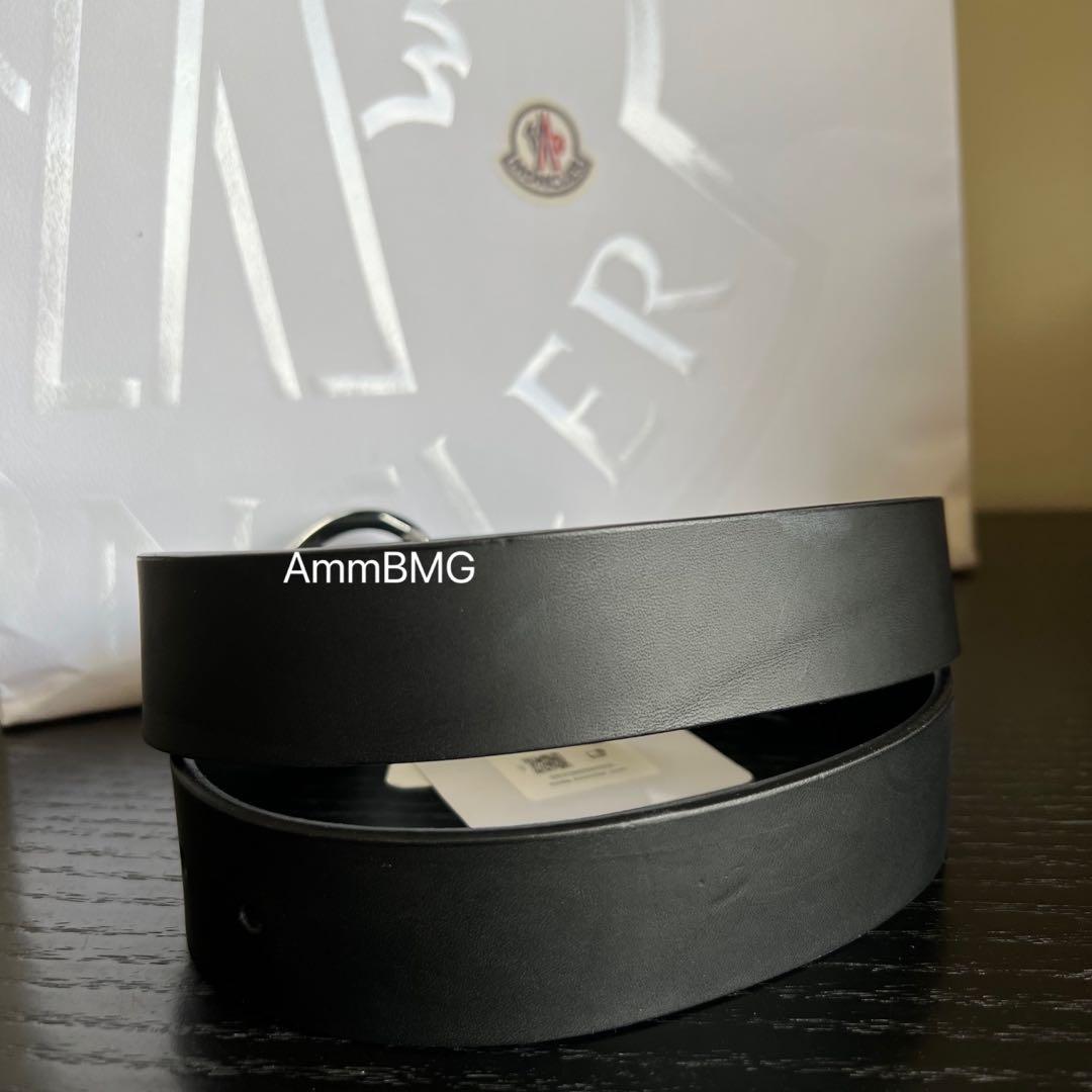 新品 Moncler モンクレール シルバー ロゴバックル ベルト 48 メンズ