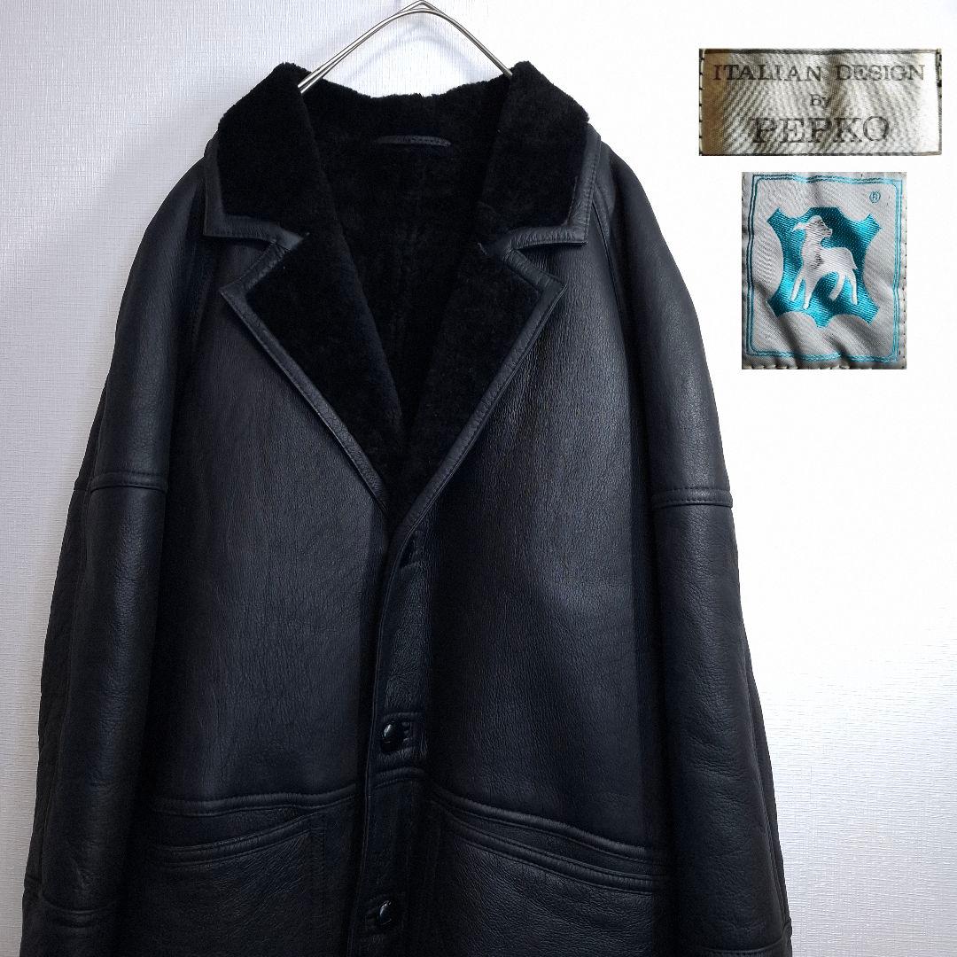 【美品】PEPKO ムートンジャケット レザージャケット 羊革 黒 M