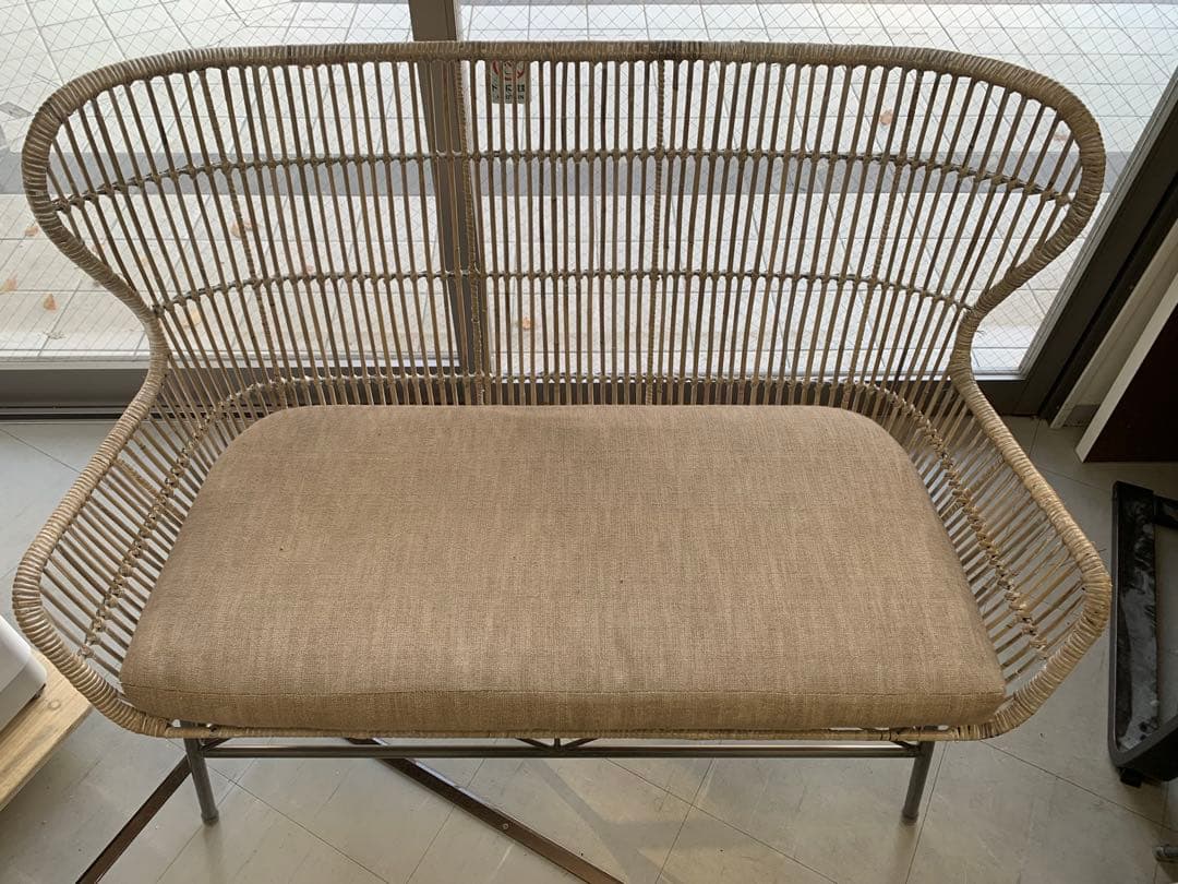 ラタンチェア 2人掛け+1人掛け アンティーク アイアン 輸入品 大阪配送限定
