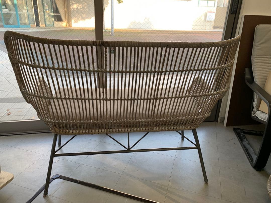ラタンチェア 2人掛け+1人掛け アンティーク アイアン 輸入品 大阪配送限定