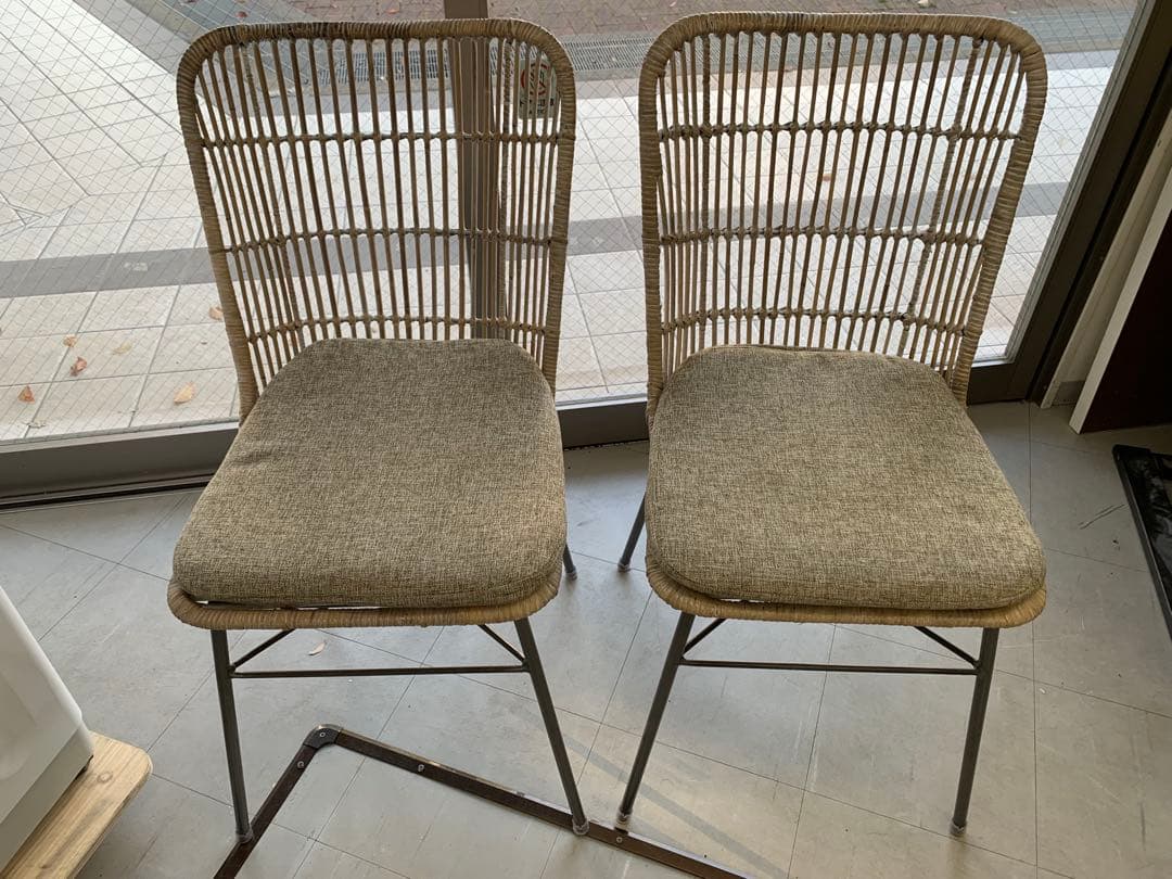 ラタンチェア 2人掛け+1人掛け アンティーク アイアン 輸入品 大阪配送限定