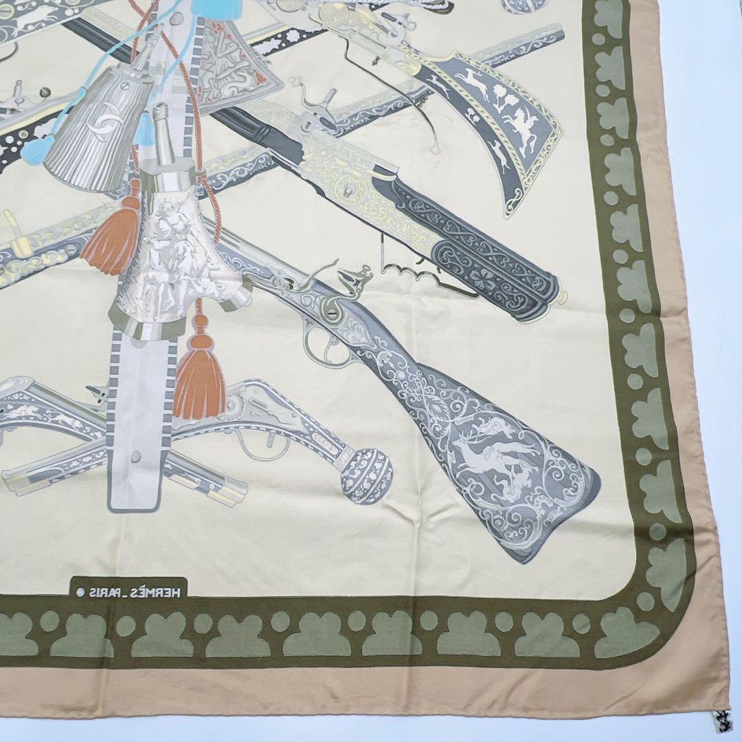 エルメス シルクスカーフ カレ90 DIANE ダイアナ 狩猟 銃 ベージュ希少