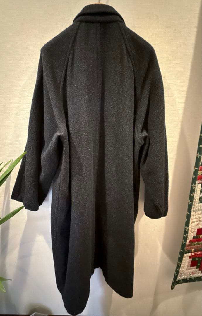 美品 トリココムデギャルソン　ロング チェスターコート　黒 ダークグレー 比翼