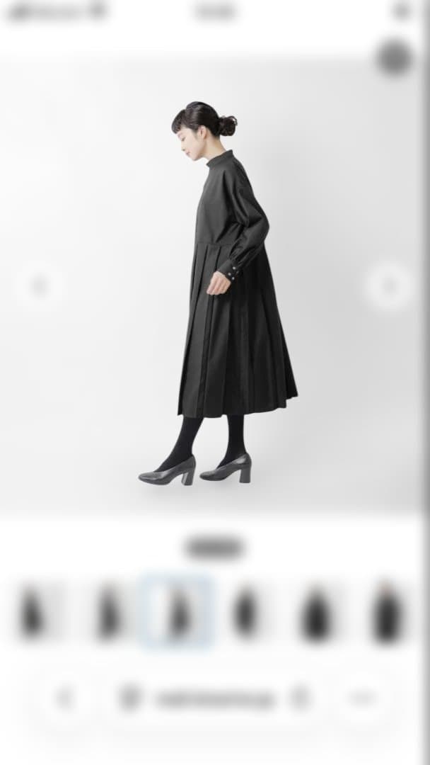 ina aranciatoクリアーツイル ウエスト 切替ワンピース　チャコール