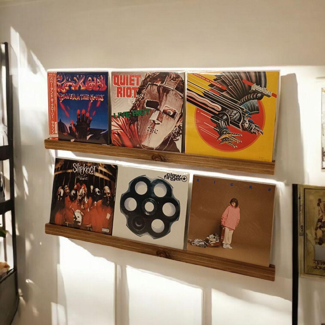 レコードディスプレイレール　3枚用2本セット　収納　ウォールラック