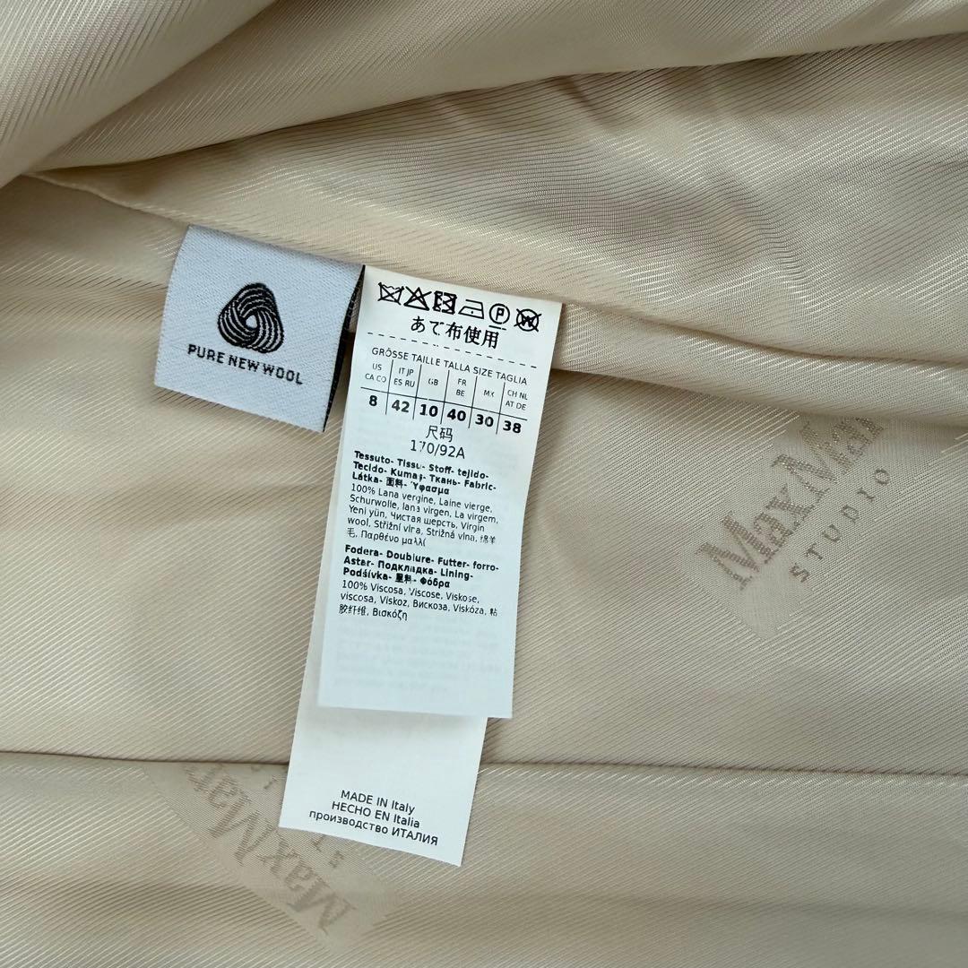 【新品未使用タグ付】マックスマーラstudio現行QR付定番コートbコラージュ白