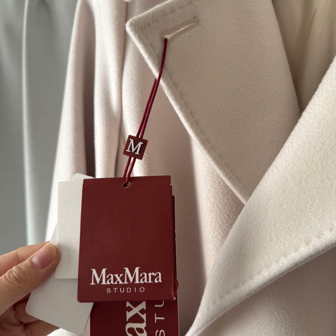 【新品未使用タグ付】マックスマーラstudio現行QR付定番コートbコラージュ白