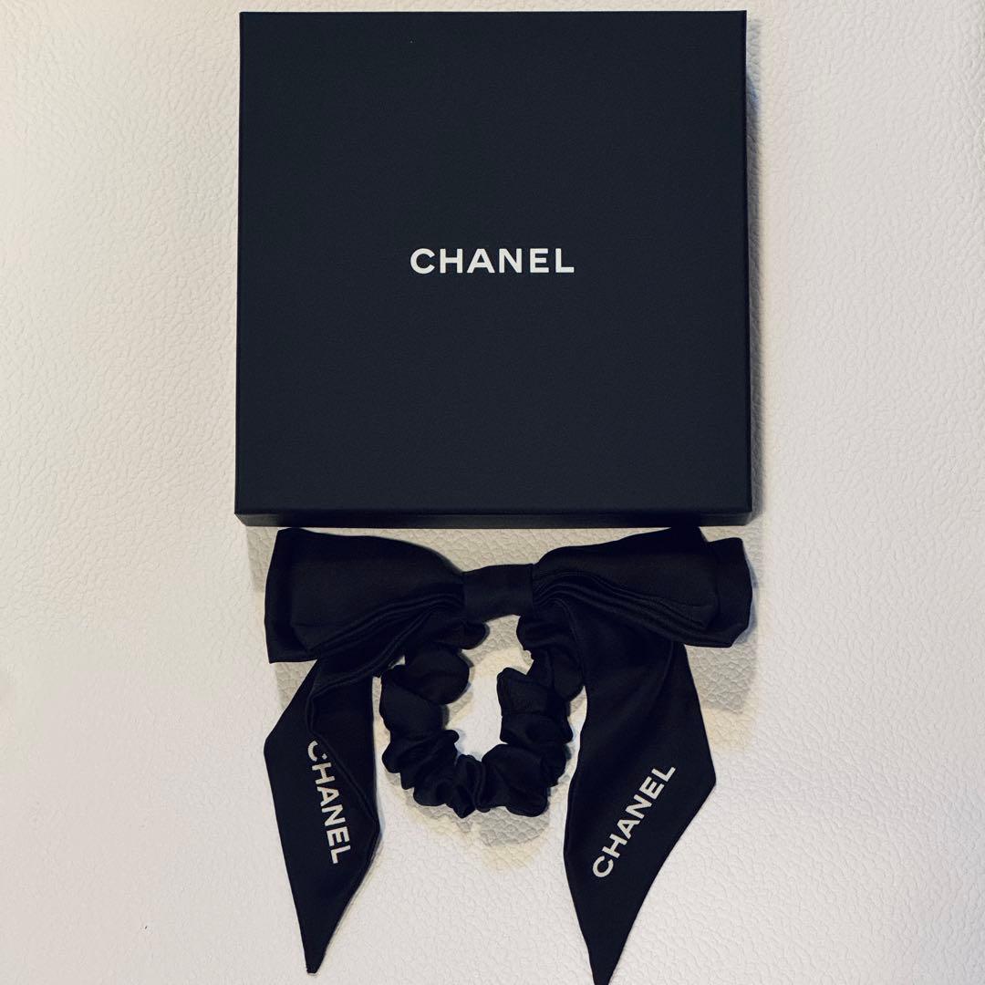 CHANEL シャネル リボン付きヘアゴム シュシュ ココ