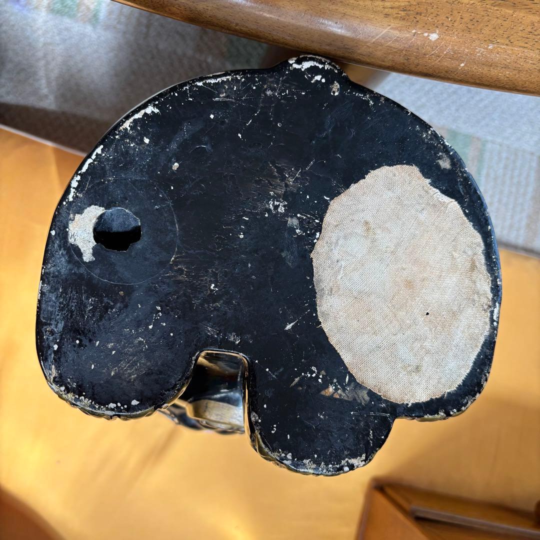 昭和レトロ　黒猫招き猫 左手上げ　ヴィンテージ　大きめサイズ