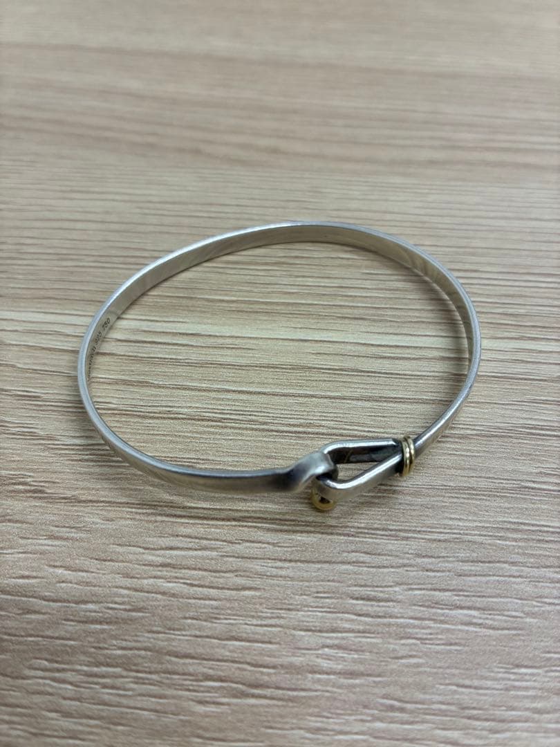 ティファニー　シルバーバングル ゴールド装飾付き