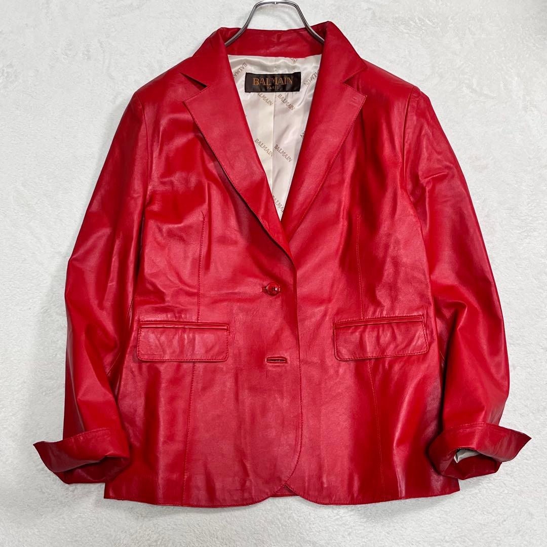 未使用『BALMAIN バルマン』レザージャケット 羊革 テーラード 17号
