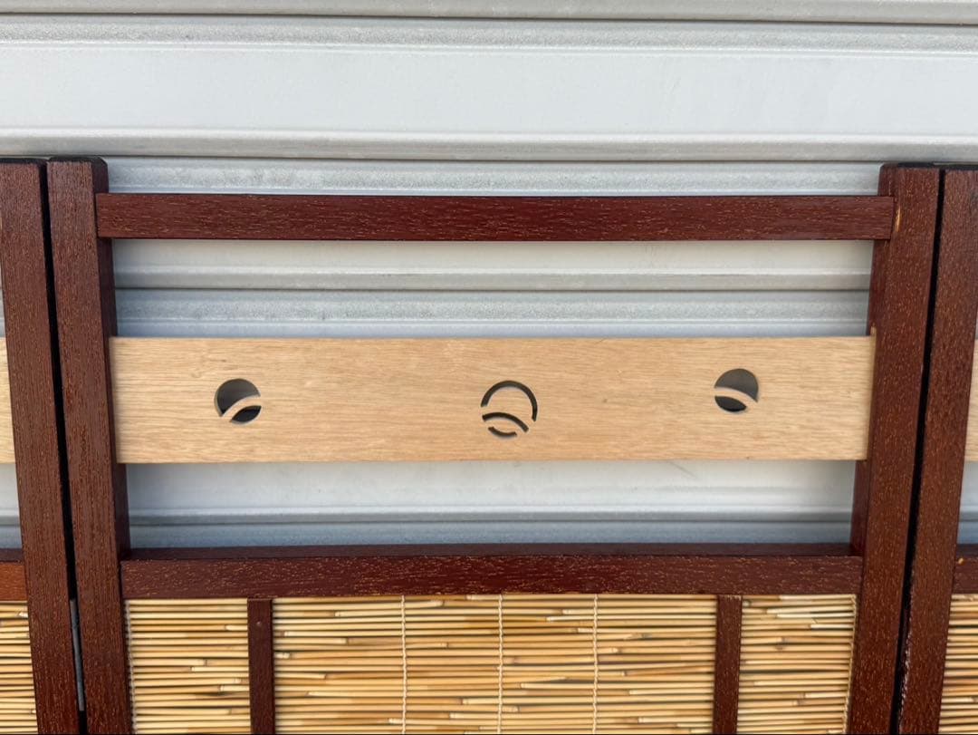 【送料込み】昭和レトロ　4連パーテーション　間仕切り　屏風　衝立　木製