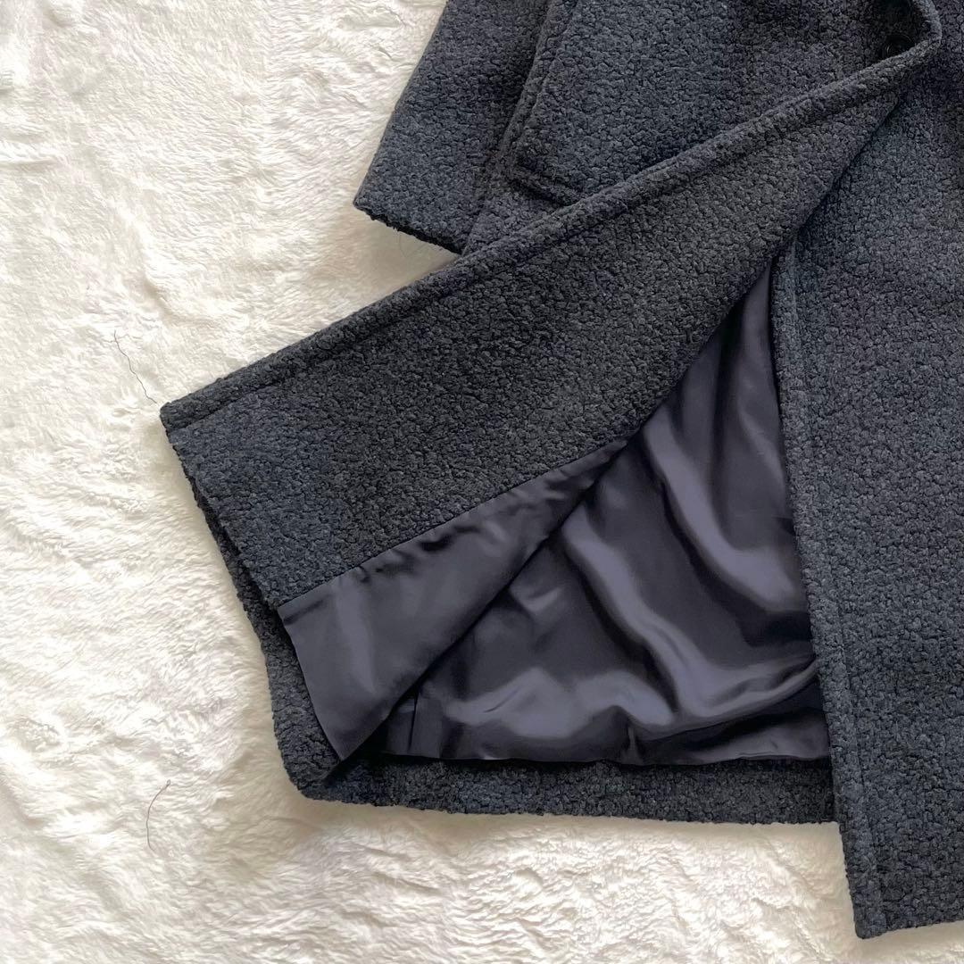 美品✨23区 大人可愛い ボアジャージー チェスターコート ロング グレー38M