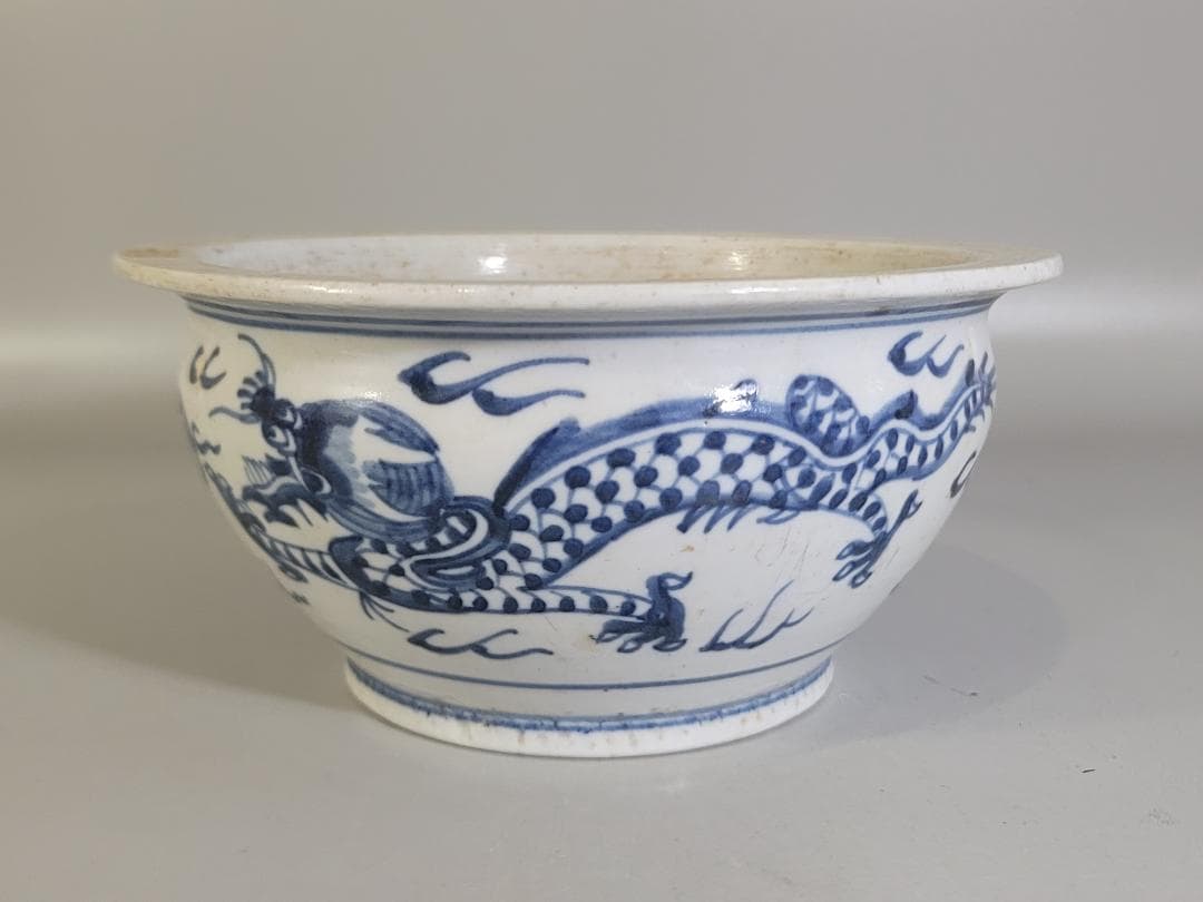 中国 染付 龍模様 碗 時代物 DT169