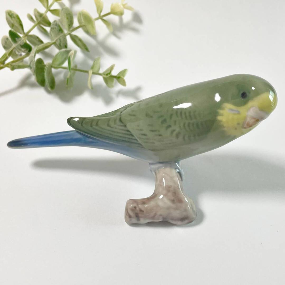 ビングオーグレンダール セキセイインコ グリーン 鳥 フィギュリン 1級品 LH