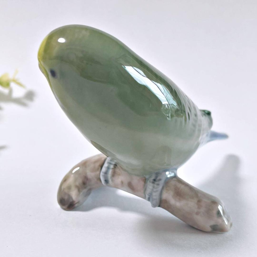 ビングオーグレンダール セキセイインコ グリーン 鳥 フィギュリン 1級品 LH