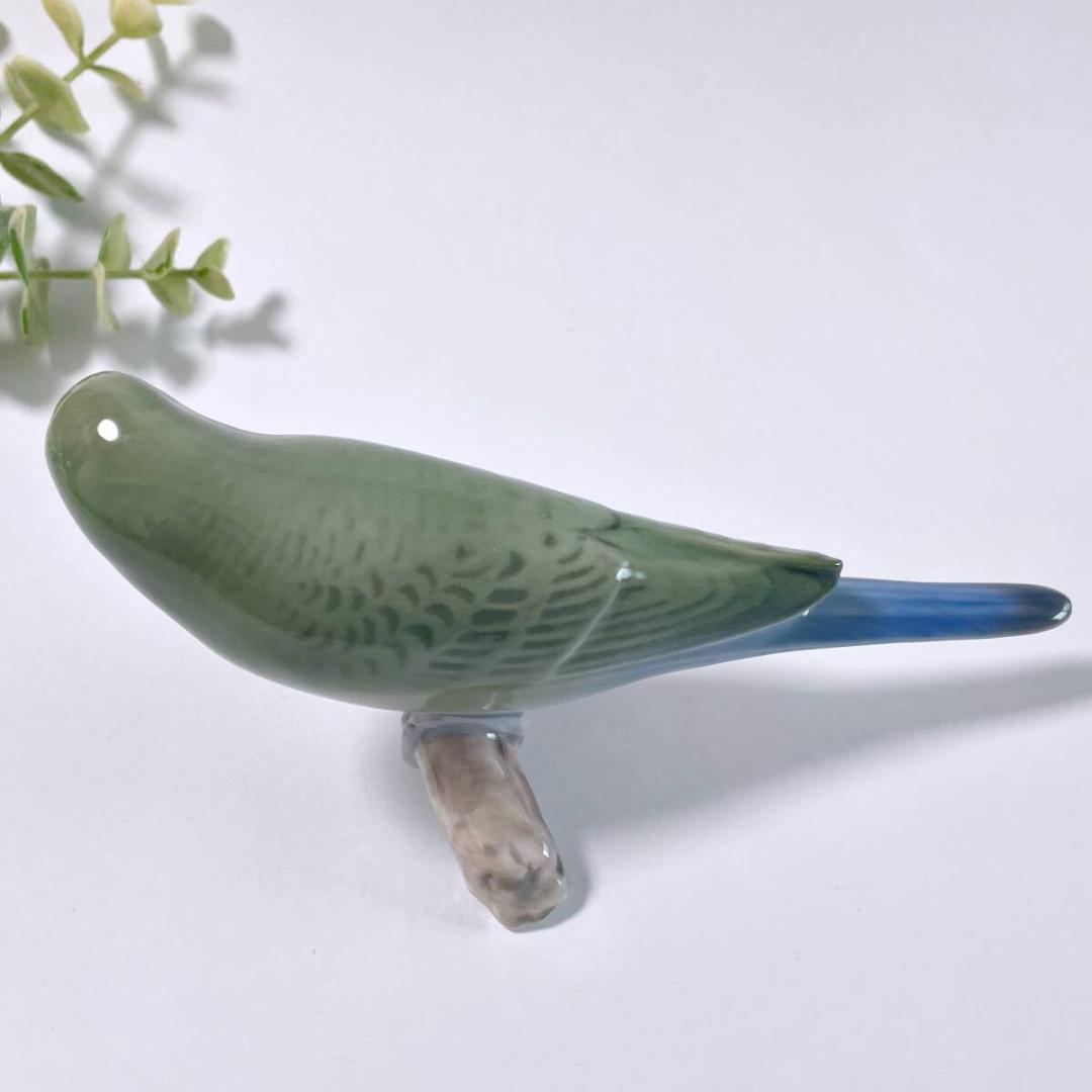 ビングオーグレンダール セキセイインコ グリーン 鳥 フィギュリン 1級品 LH