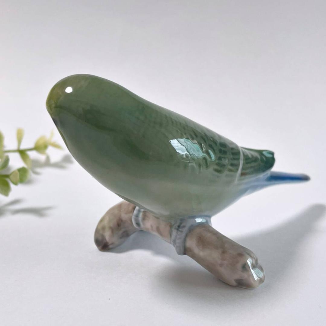 ビングオーグレンダール セキセイインコ グリーン 鳥 フィギュリン 1級品 LH