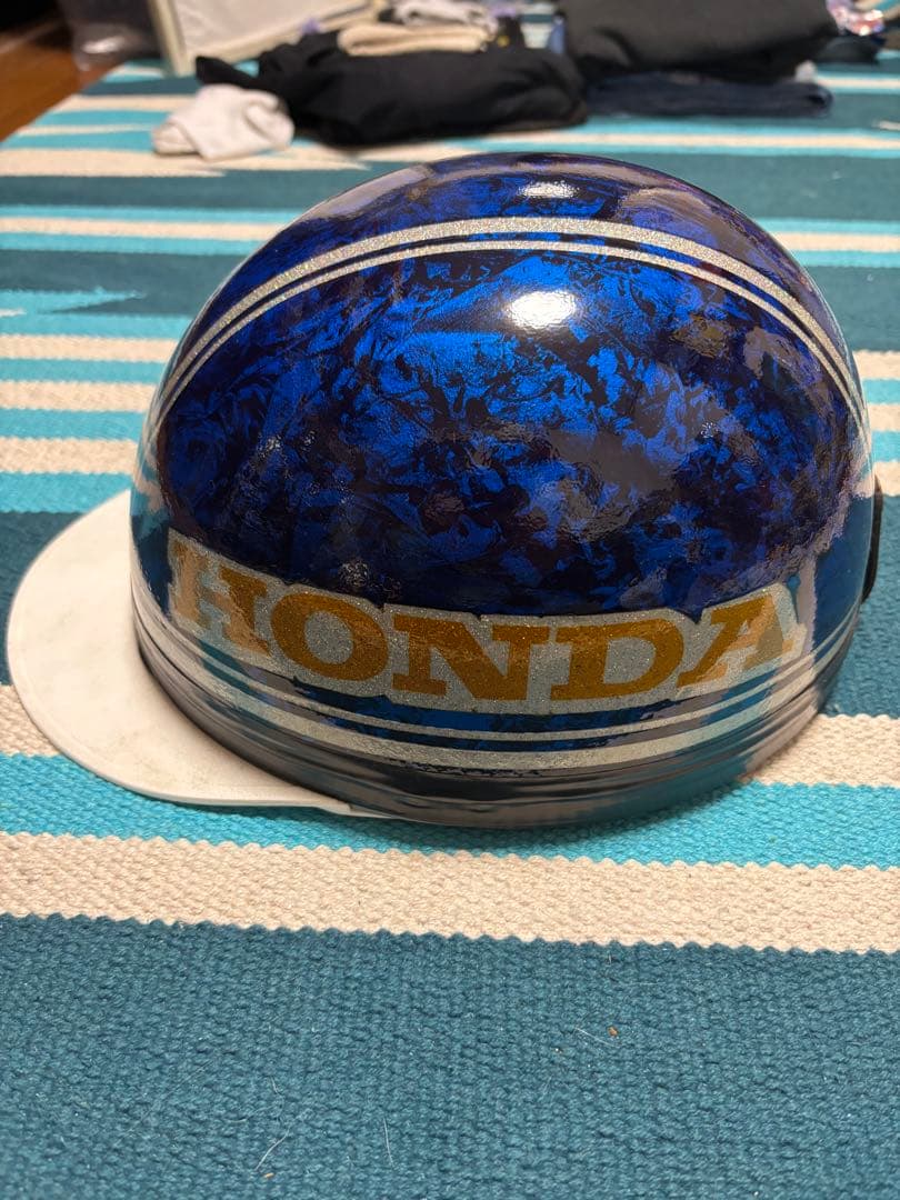 HONDA コルク半ヘルメット 青ラップ塗装