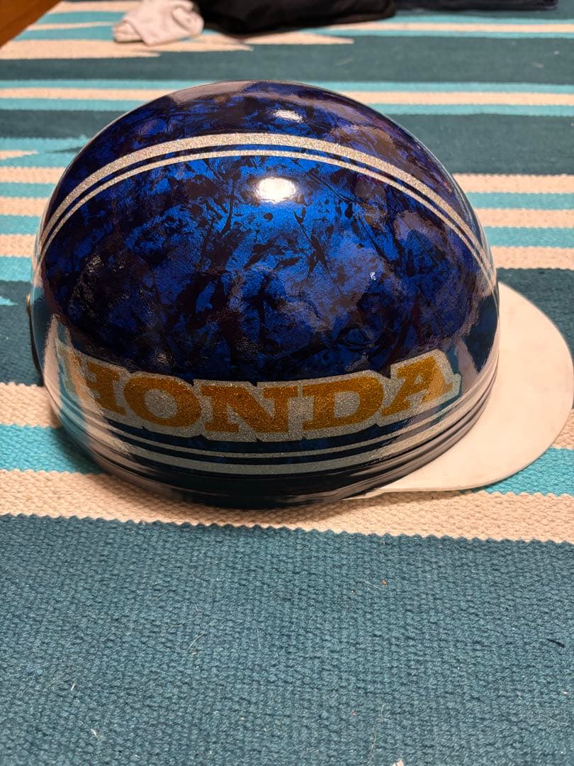 HONDA コルク半ヘルメット 青ラップ塗装
