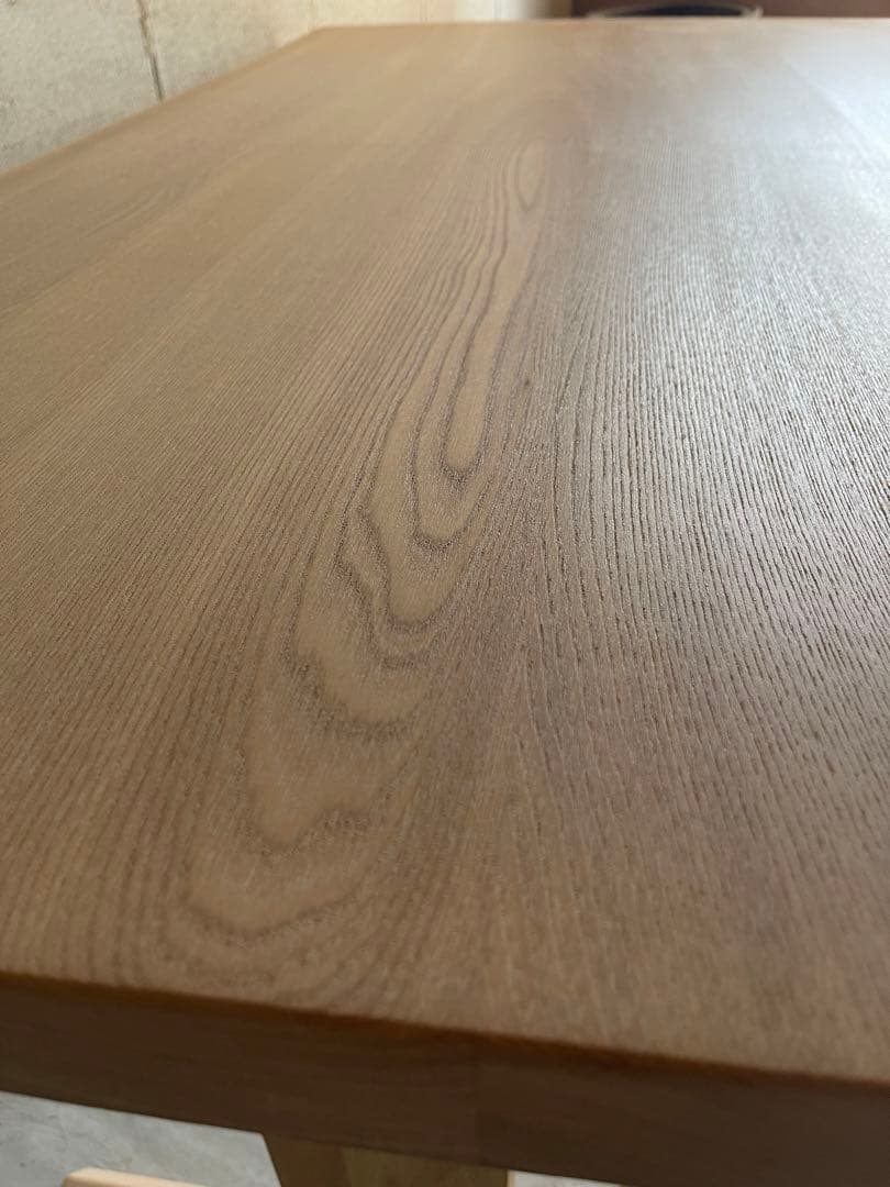 天然木無垢材　耳付き　ダイニングテーブル　二本脚