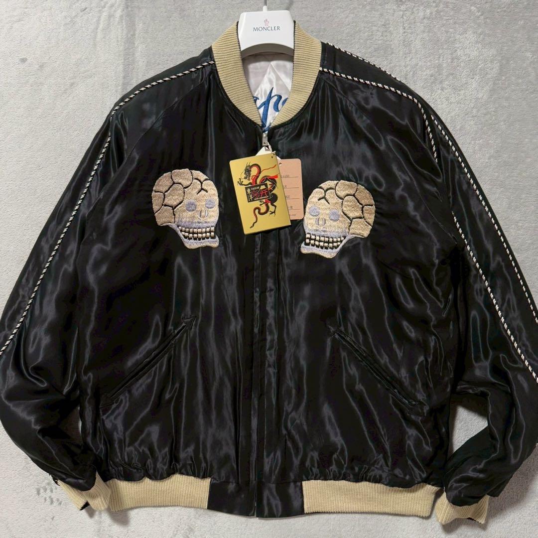 未使用タグ付き テーラー東洋 スカジャン 蛇髑髏 日本地図 XLサイズ