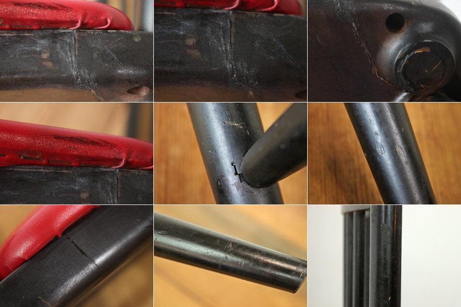 レトロ ダイニングチェア 椅子 食堂 木製 合皮 レザー 赤 松田家具 3