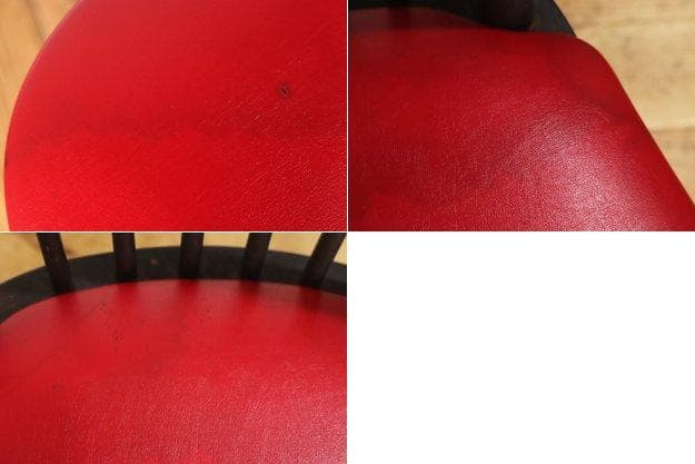レトロ ダイニングチェア 椅子 食堂 木製 合皮 レザー 赤 松田家具 3