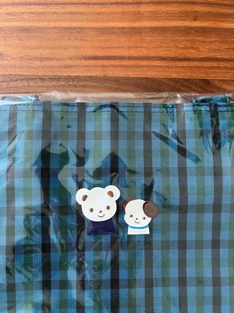 新品　ファミリア　バッグ　チェック　青　レッスンバッグ