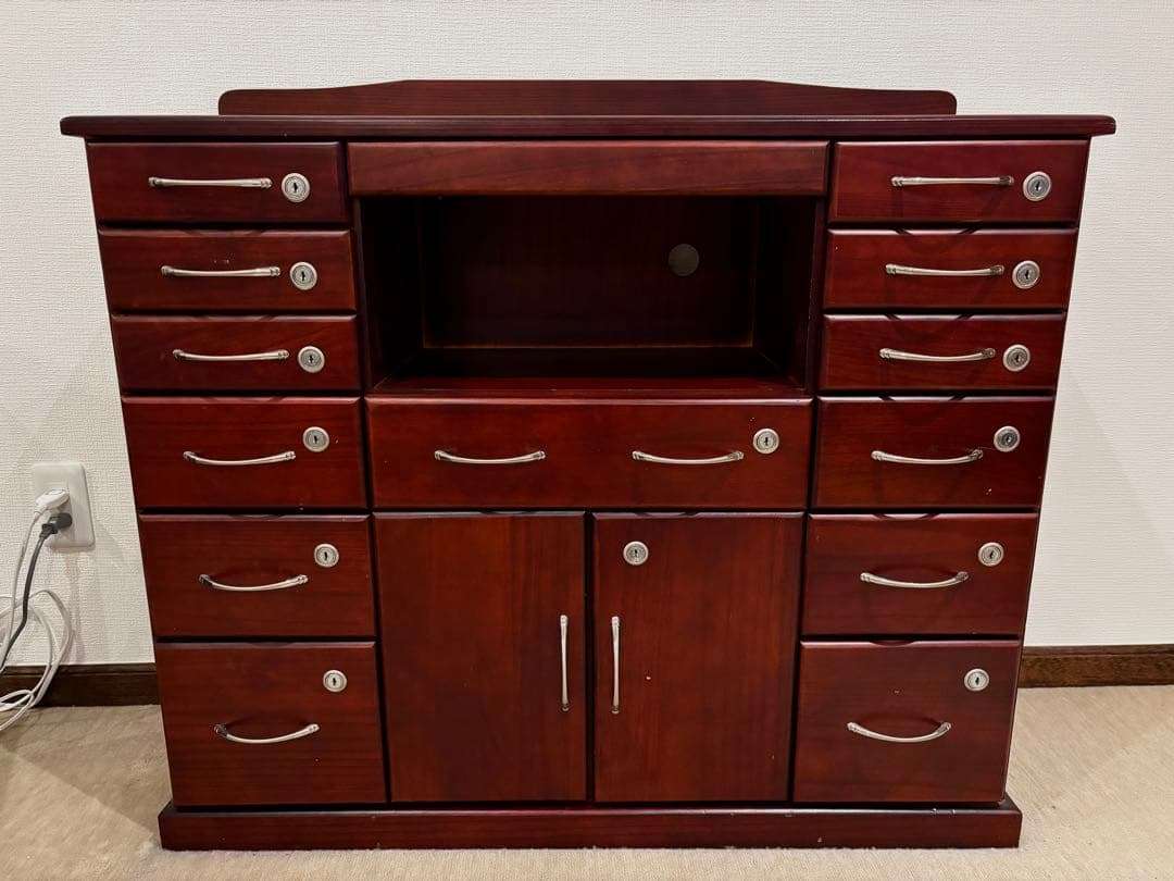 期間限定！2月20日まで！ダークブラウン木製キャビネット 全引き出し鍵付きで安心