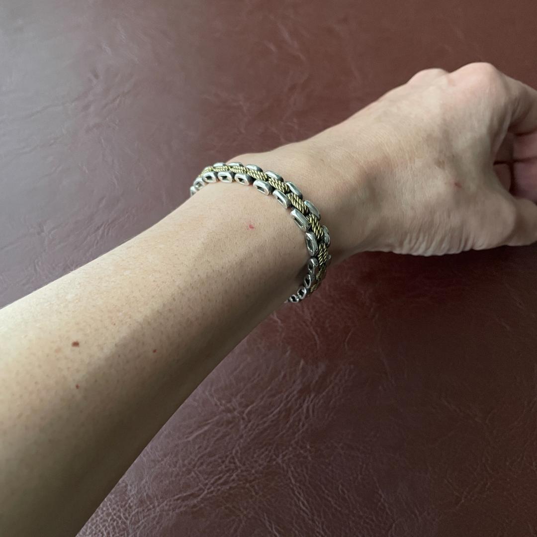 シルバー925 メキシコ ツートーン パンサー チェーンブレスレット メンズ