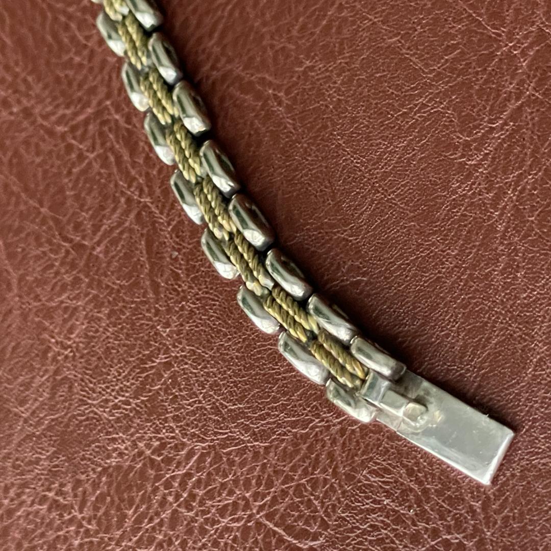 シルバー925 メキシコ ツートーン パンサー チェーンブレスレット メンズ