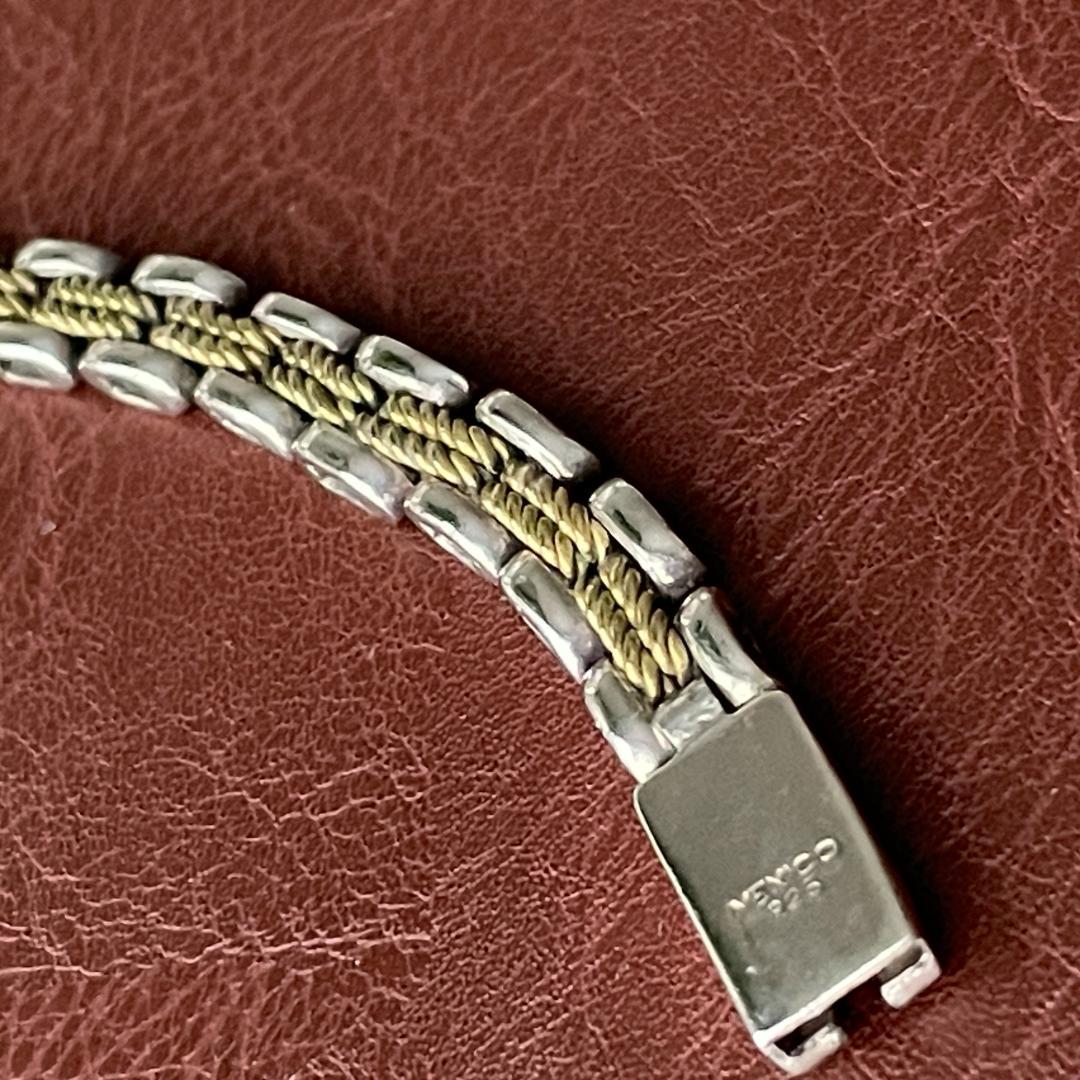 シルバー925 メキシコ ツートーン パンサー チェーンブレスレット メンズ