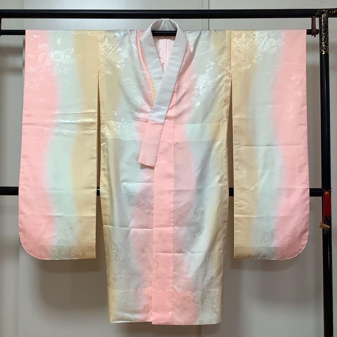 【惣次郎】小さめサイズ！やまと謹製！正絹振袖・長襦袢セット〜鹿子柄地に梅〜