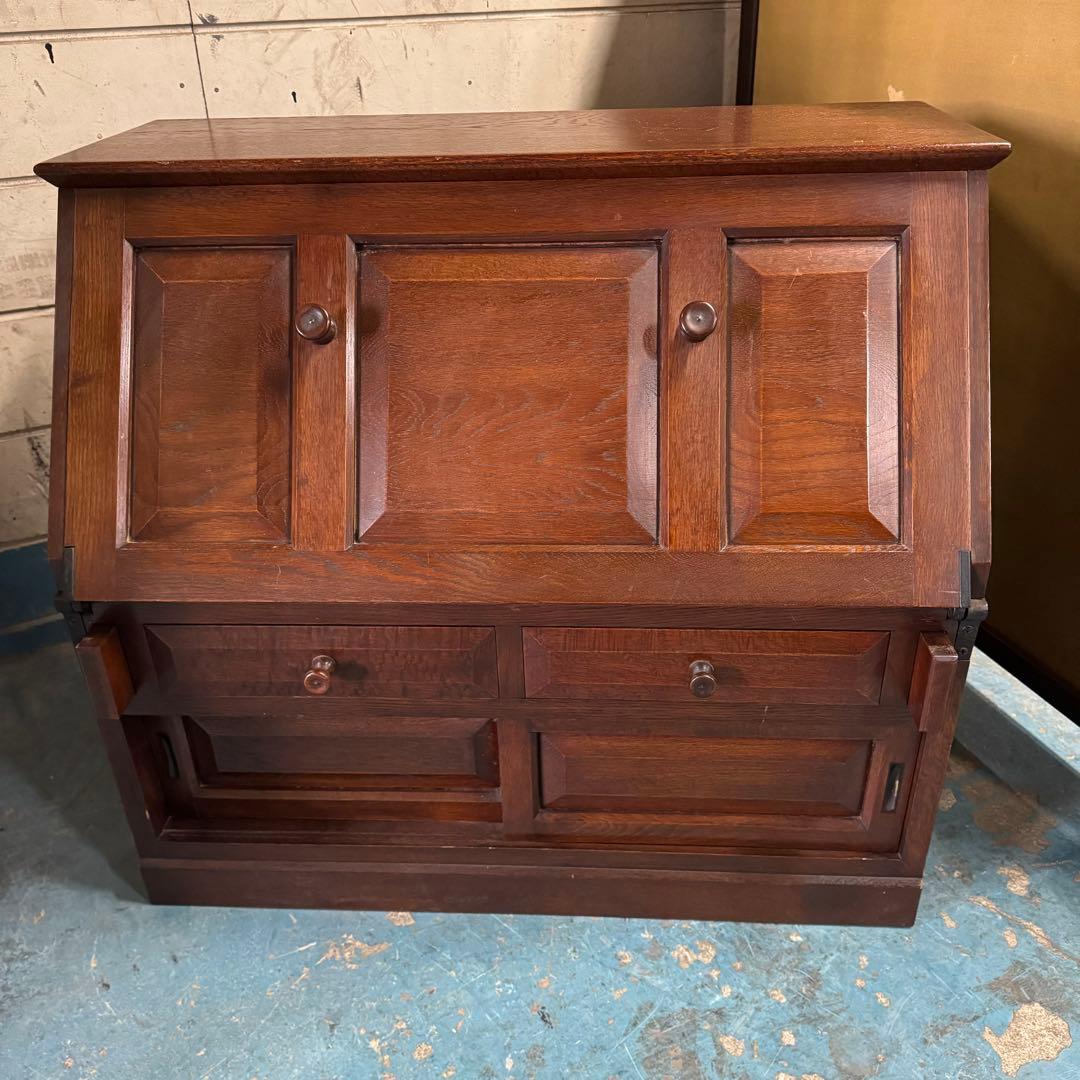 天然木 ナラ材 和製ヴィンテージ ライティングビューロー