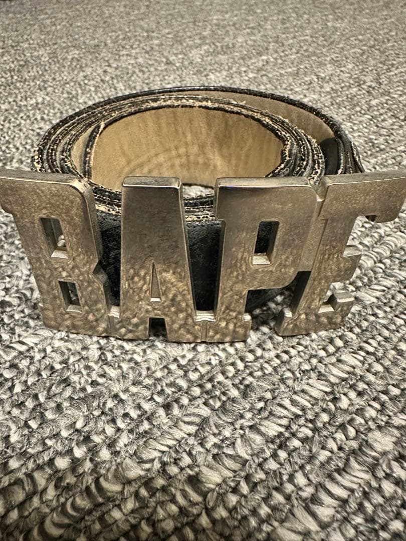 BAPE ブラックレザーベルト